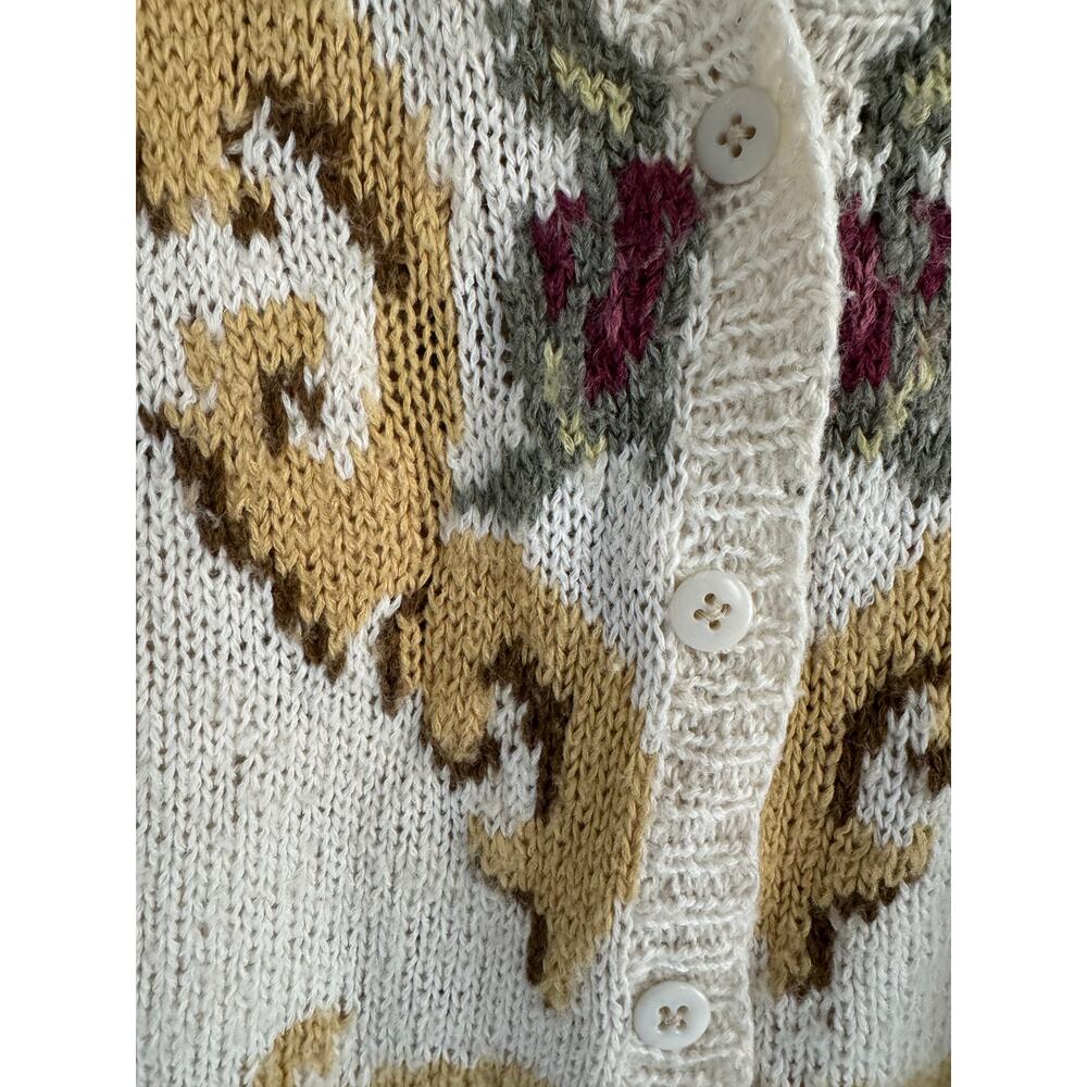 Vintage Womens M Mohair Blend Sweater Cardigan Floral Button Up - Picture 3 of 7